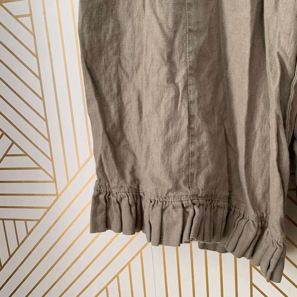 Heart’s Desire by Mary Grace Garbo Lagenlook Wide Leg Ruffle Bottom Linen Pant L - Picture 3 of 9